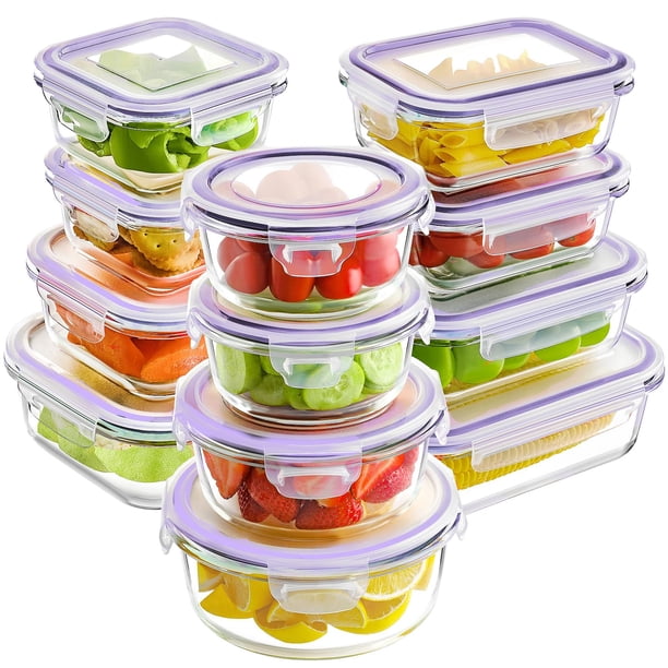 Contenedores de vidrio para almacenamiento de alimentos HOMBERKING, 12 juegos, color morado
