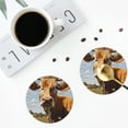 thumbnail image 4 of Lsque Daisy Flower Field Cow Pattern 4" Drink Coasters Set of 4, PVC Leather Absorbent Coasters, Table Coaster Set Decorative Coffee Cup Coasters Housewarming Gift -Round Shape, 4 of 6