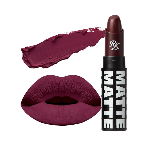 Ruby Kisses Lápiz labial Acabado mate Larga duración Altamente pigmentado Suave Aplicar total Maquillaje de color de labios (Berry Bossy)
