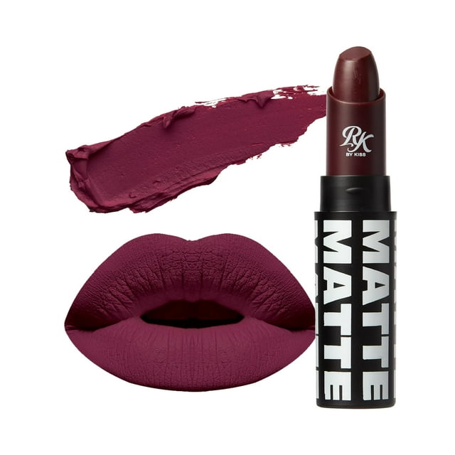 Ruby Kisses Lápiz labial Acabado mate Larga duración Altamente pigmentado Suave Aplicar total Maquillaje de color de labios (Berry Bossy)