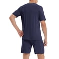 thumbnail image 6 of MoFiz Pjs Men's Solid Bamboo Pajamas Set Short Sleeve V-Neck Top and Shorts with Pockets Loungewear 2-Piece for Men, 6 of 9