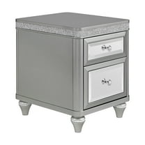 Picket House Furnishings Lavigne Chairside Table with Power/USB in Silver
