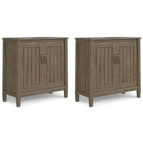 Lev Solid Wood 32 inch Storage Cabinet in Smoky Brown (Set of 2)