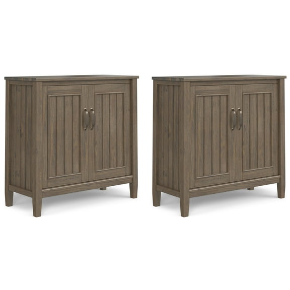 Lev Solid Wood 32 inch Storage Cabinet in Smoky Brown (Set of 2)
