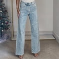 thumbnail image 5 of Jeans for Women High Waist Y2K Vintage Straight Leg Denim Pants Fashion Rhinestones Solid Casual Button Jeans Casual Stretchy Baggy Jeans with Pockets, 5 of 6