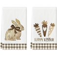 thumbnail image 1 of Stripe Rabbit Bunny Eggs Easter Kitchen Towels Dish Towels, 18x26 Inch Spring Decoration Hand Towels Set of 2, 1 of 5