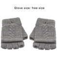 thumbnail image 3 of 1 Paire de Gants d'Hiver Chauds avec Rabat Gants Tricotés Randonnée Extérieure 2-en-1 Mitaines Sans Doigts, Gris, 3 of 8