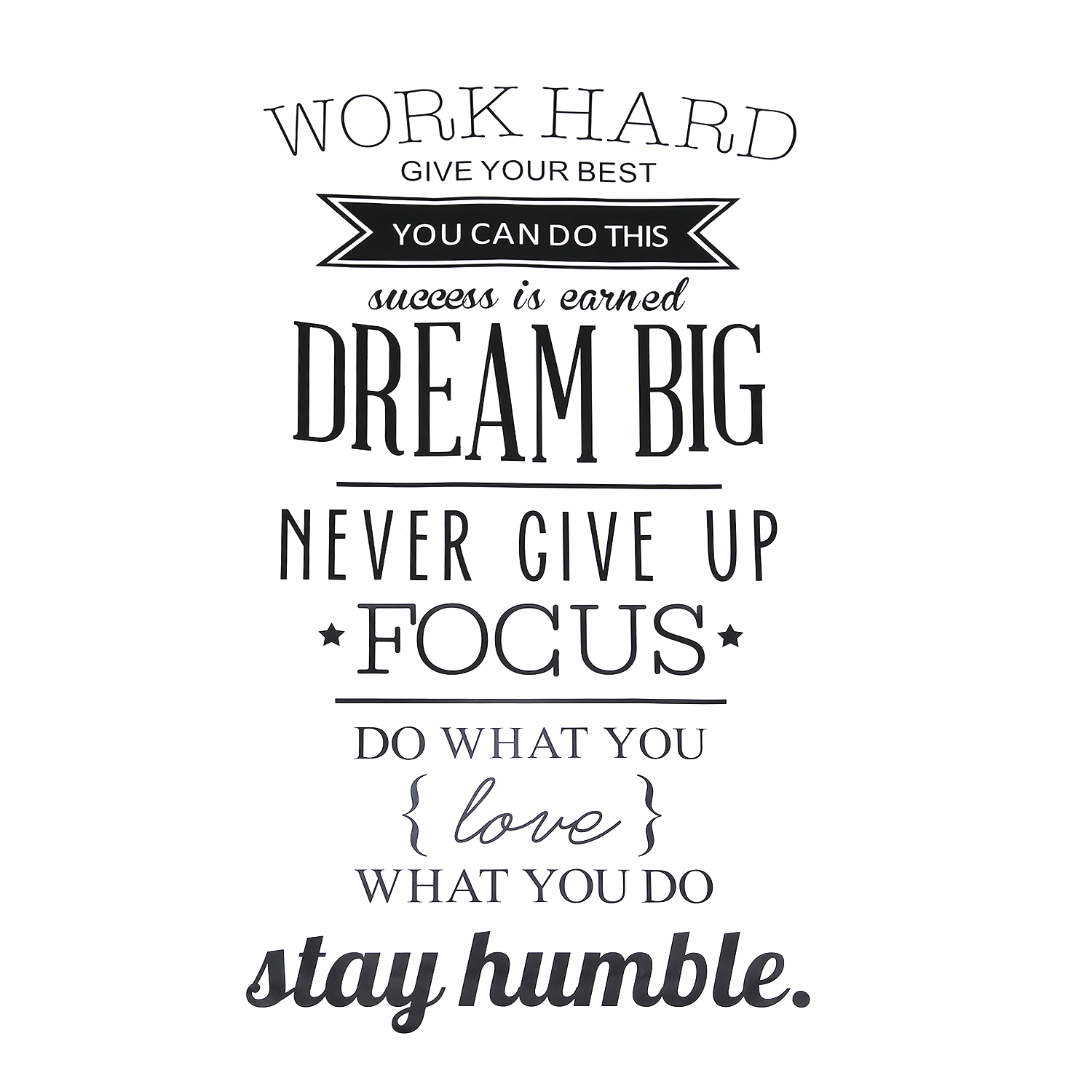 WORK HARD DREAM BIG Quote Wall Sticker Office Inspirational Decal Removable PVC