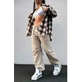 thumbnail image 4 of Women 6 Pockets High Waisted Cargo Pants Wide Leg Casual Pants Combat Military Trouser US 4-18, 4 of 7