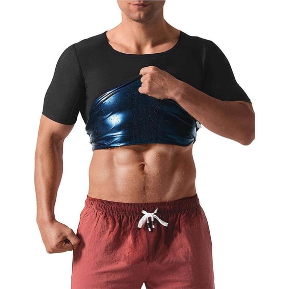 Sauna Short Sleeve T-shirt for Men Compressions Top Easy to Clean Sport Style Sweat Suit for Training Camping Type 1