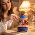 thumbnail image 3 of Carousel Music Box with Horse Cake Decoration, Pink and Blue Starry Design, for Birthday and Christmas Cake Decorations, 3 of 4
