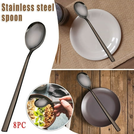 

Kitchen Decor Home Spoon Dinner Stainless Long Handle Spoon Steel Pieces Kitchen 8 Or Restaurant Spoon Kitchen Gadgets