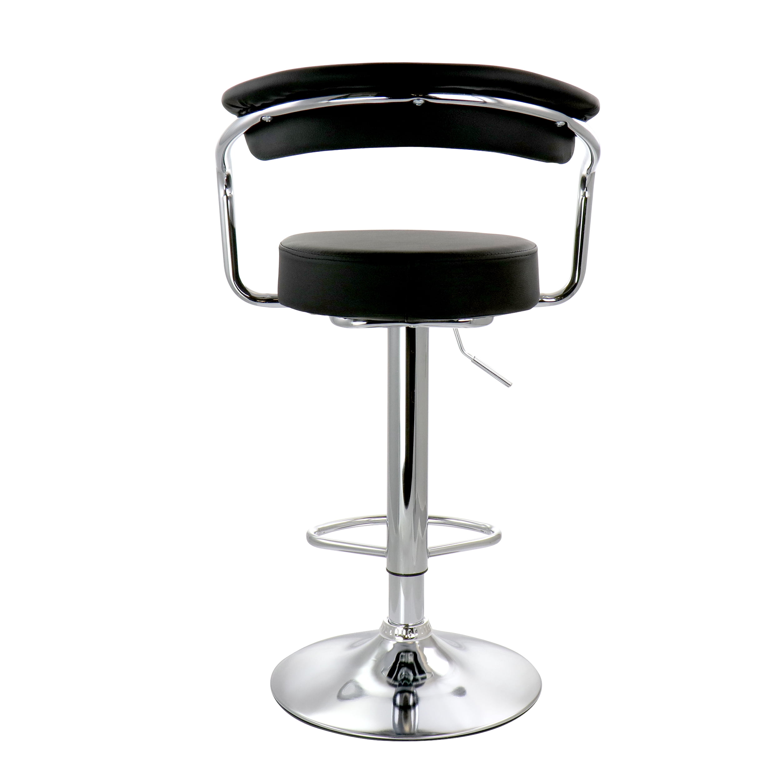 Elama Bar Stool with Adjustable Height & Swivel, Black and Chrome, Set of 2