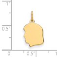 thumbnail image 2 of 14K Yellow Gold Plain Small .018 Gauge Facing Left Engravable Girl Head Charm, 2 of 2