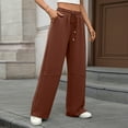 thumbnail image 5 of XPMWRP Womens Wide Leg Sweatpants High Waisted Drawstring Straight Leg Baggy Comfy Casual Trendy Pull On Pockets Pants Brown M, 5 of 9