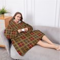thumbnail image 5 of Oversized Wearable Blanket Hoodie,Brown Red Yellow Plaid Checkered Pattern Sherpa Blanket Hoodie with Super Pockets,Super Warm Fuzzy Pullover for Women & Men, 5 of 6