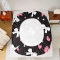 thumbnail image 5 of Manfei Kawaii Bowknot Bowtie Queen Sheet Sets,Cartoon Heart Print Flat Sheet,Pink White Black Queen Fitted Sheet For Girl,Breathable Home Decor,4-Piece, 5 of 7