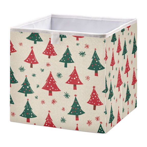 Foldable Fabric Storage Bin Home Cubes Clothing Organizer Bins Large Collapsible Box Basket for Home Organizer Stylish Christmas Tree Pattern
