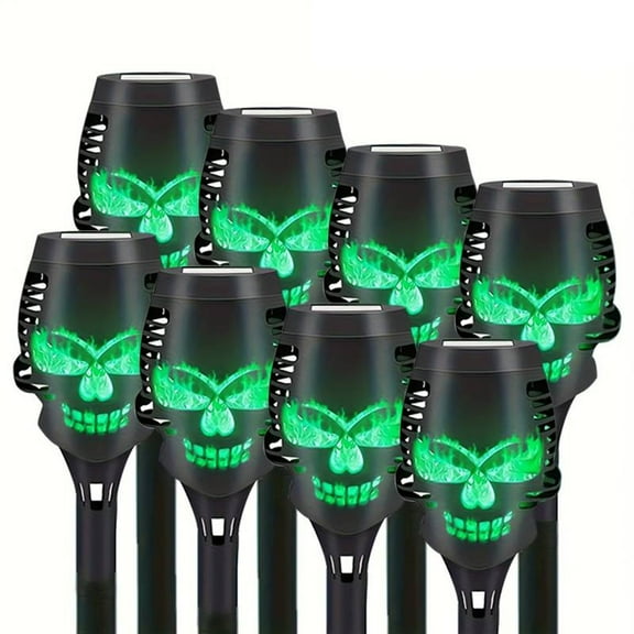Magicorange 8 Pack Solar Torch Lights, Flickering Flame Solar Lights for Garden Patio Yard Pathway Walkway Landscape (Green Ligth)