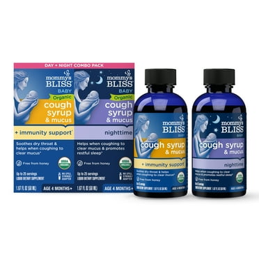 Mommy's Bliss Organic Day   Night Organic Cough Syrup,Age 4 Months , over-The Counter,(2) 1.67 fl. oz. Bottles