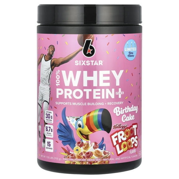 SIXSTAR 100% Whey Protein Plus, Birthday Cake Kellogg's Froot Loops, 1.55 lbs (705 g)