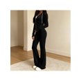 thumbnail image 7 of Zynoxe Womens Sweatsuits 2 Piece Set with Pockets Long Sleeve Zip Hoodie Top & Full Length Flare Pants Suit Comfy Velour Womens 2 Piece Outfits Versatile Solid Color Sweat Suits for Womens Black S, 7 of 7