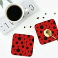 thumbnail image 5 of Kll Square Drink Coasters Set Of 4,Pu Leather Absorbent Coasters Set Decorative Coffee Cup Coasters Housewarming Gift For Home Decor-Ladybug Pattern, 5 of 9
