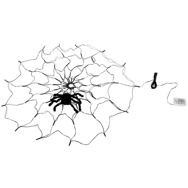 Led Halloween Black Spider Web Light Ahorro De Energía Spider Net Light Modo De Luz Doble Decoración De Araña Decoración De Luz Impermeable De Alta Para Interiores Y Exteriores Monstrate HA017137-00