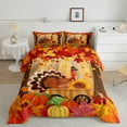 thumbnail image 2 of Castle Fairy Animal Turkey 2-Piece Twin Comforter Set: Floral Pumpkin Thanksgiving Reversible Teens Decor, 2 of 8
