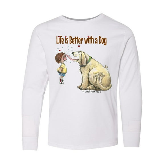 Inktastic Life is Better with a Dog Long Sleeve Youth T-Shirt