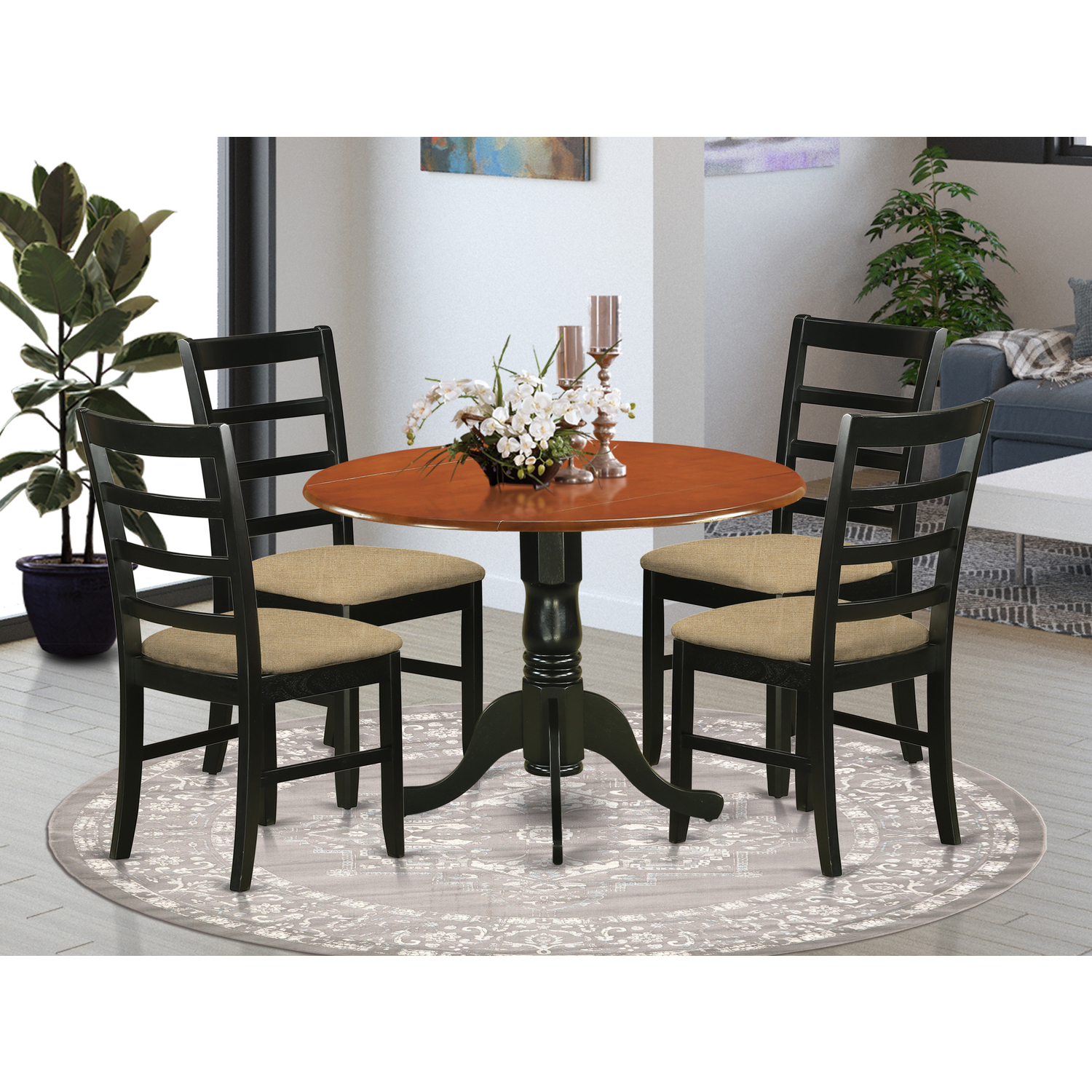 Kitchen Table SetDining Table And 4 Wooden Kitchen ChairsFinishBlack