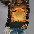 thumbnail image 2 of Raeneomay Long Sleeve Shirts for Women Ladies' Winter Halloween Round Neck Hooded SweatShirt Top, 2 of 5