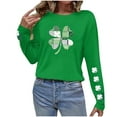 thumbnail image 5 of Craaazy Women's St Patricks Day Shirts Shamrock Irish Holiday Crew Neck Long Sleeve Shirts, 5 of 6