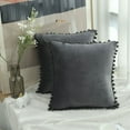 thumbnail image 4 of Dinheiro Funda de almohada sólida de terciopelo granular suave de 18x18 "adecuada para sofá dormitorio Coche paquete de 2 piezas, 4 of 5