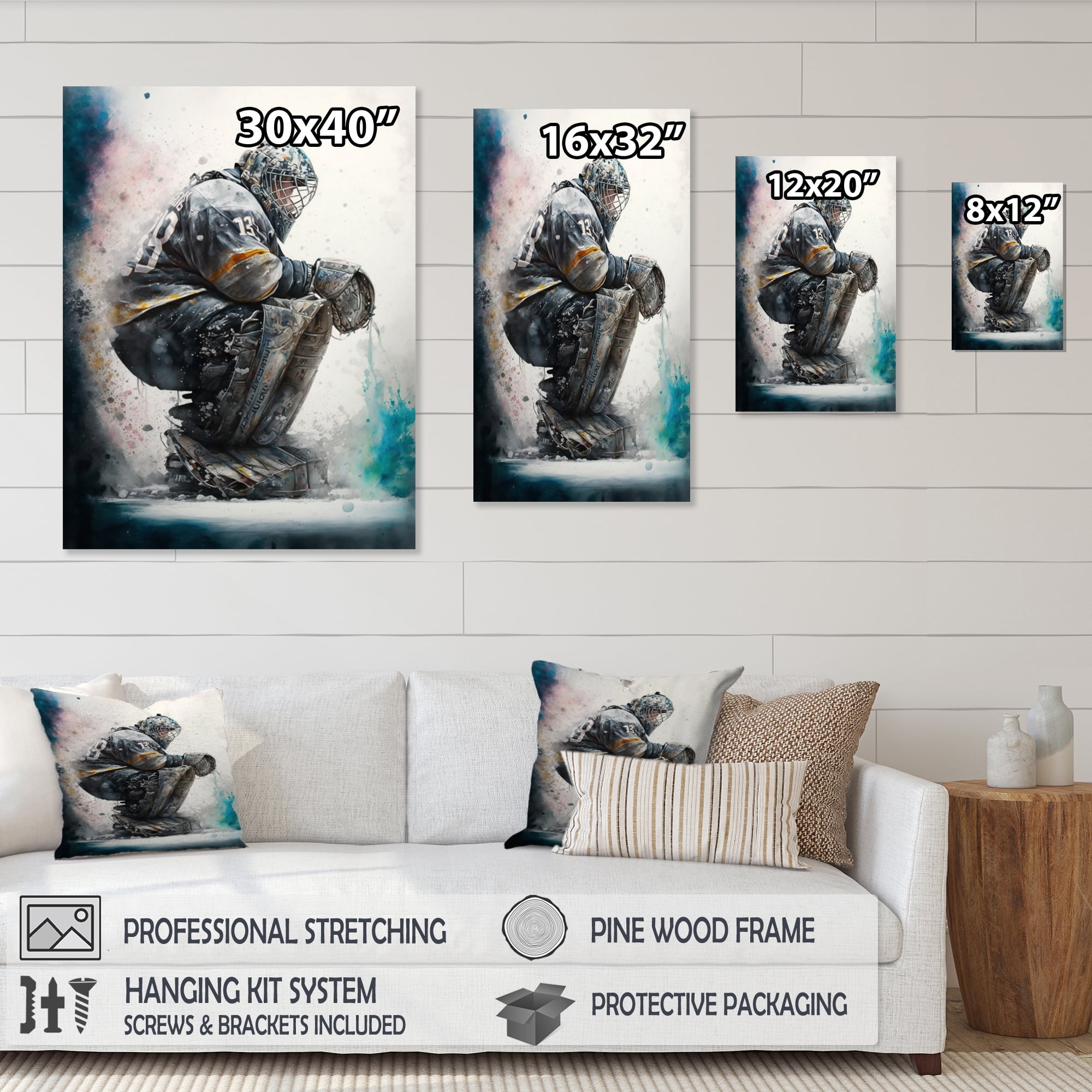 Designart Hockey Goalie I Canvas Wall Art