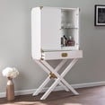 thumbnail image 2 of Maklaine Transitional Tall Bar Cabinet with Storage in White / Gold, 2 of 7