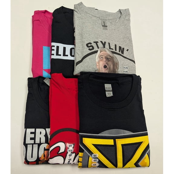 6 Men Size 4XL WWE T-shirts  Cena Orton Undertaker The Rock Lot 1