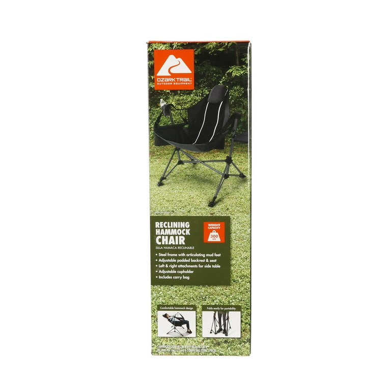 Ozark Trail Hammock Chair with Table, Black, Polyester-Nylon Ozark Trail Hammock Chair with Table, Black, Polyester-Nylon