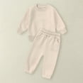 thumbnail image 4 of Mercatoo Toddler Baby Boys Girl Solid Color Outfit Set Sweatsuit Crewneck Sweatshirt Sweatpants Pants Fall Winter Kids Clothes, 4 of 4