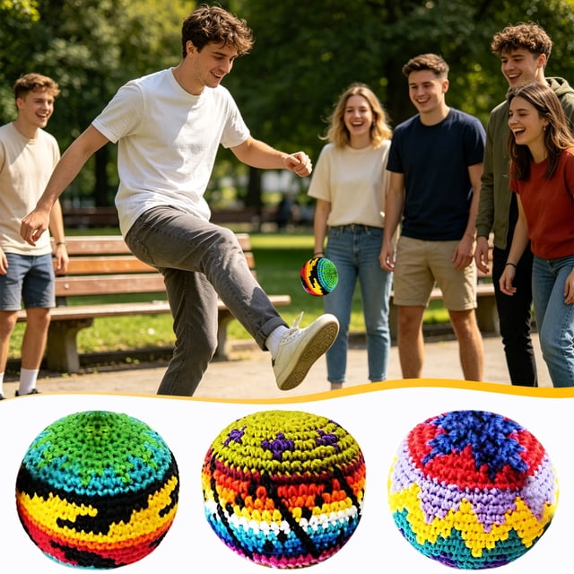 Balón de footbag para patear y hacer malabares | Balón de footbag de ganchillo para entrenar la coordinación | Juego de kickball al aire libre para adultos y principiantes