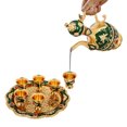 thumbnail image 3 of Vintage Metal Tea Set Coffee Set with Teapot, 6 Cups and Serving Tray Gold, 3 of 8
