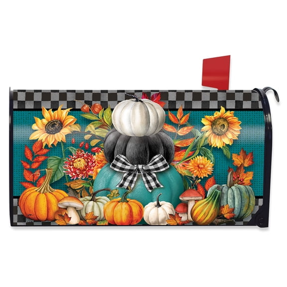 Briarwood Lane Fall Mailbox Cover - Standard Size - Colorful Pumpkin Stack For Fall Mailbox Cover