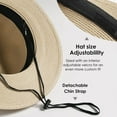 thumbnail image 5 of Panama Hat Sun Hats for Women Men Wide Brim Fedora Straw Beach Hat UV UPF 50- Beige Khaki- L, 5 of 9