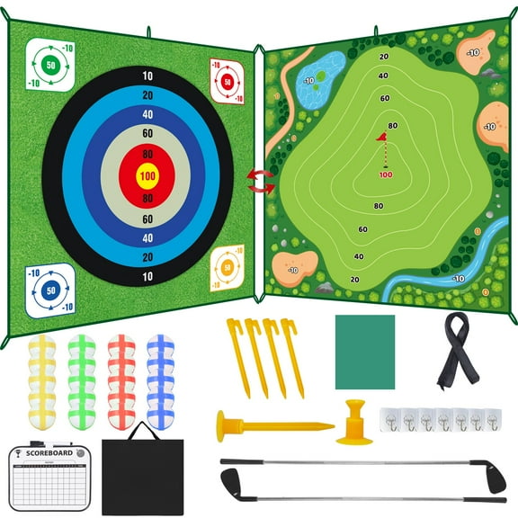 ASTRAEA Golf Chipping Game Set, Backyard Battle Golf Game Mat Double-Sided Sticky for Outdoor Indoor - Easy Setup Family Golf Gifts