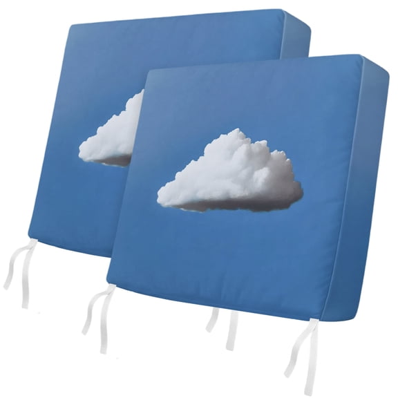 Outdoor Patio Cushion Covers 2 Pack Blue Sky Chair Pads Slipcovers with Ties & Zipper Waterproof Seat Cover Set White Cloud Horizon Seat Cushion Covers for Outdoor Couch Sofa 22x20 Inch