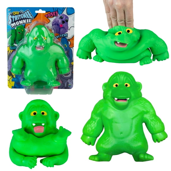 ORB Funkee Monkee Ultra Stretchee Monkee Squishy Monkey Toy (Green) - Over 2.5 Pound Stretchy Monkey Gorilla - Funny, Squishy Stress Relief Toy - Sensory and Fidget Splat Toy for Kids and Adults