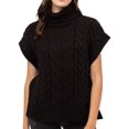 thumbnail image 5 of FashionMille Women Oversized Regular Fit Cable Knitted Vest Sweater High Neck Pullover Top, 5 of 5