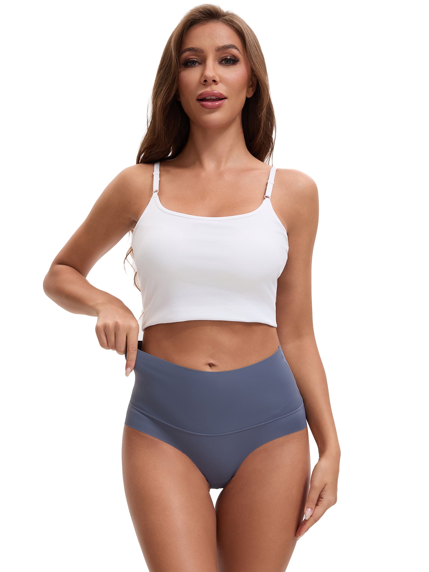 Unique Bargains Women's High Waist Tummy Control Full Coverage Briefs L Blue