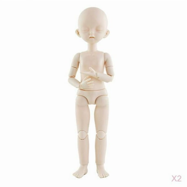 2x Piel Blanca 1/6 Articuladas con , Cuerpo de Muñeca, Ojos , Accesorio de Muñeca DIY
