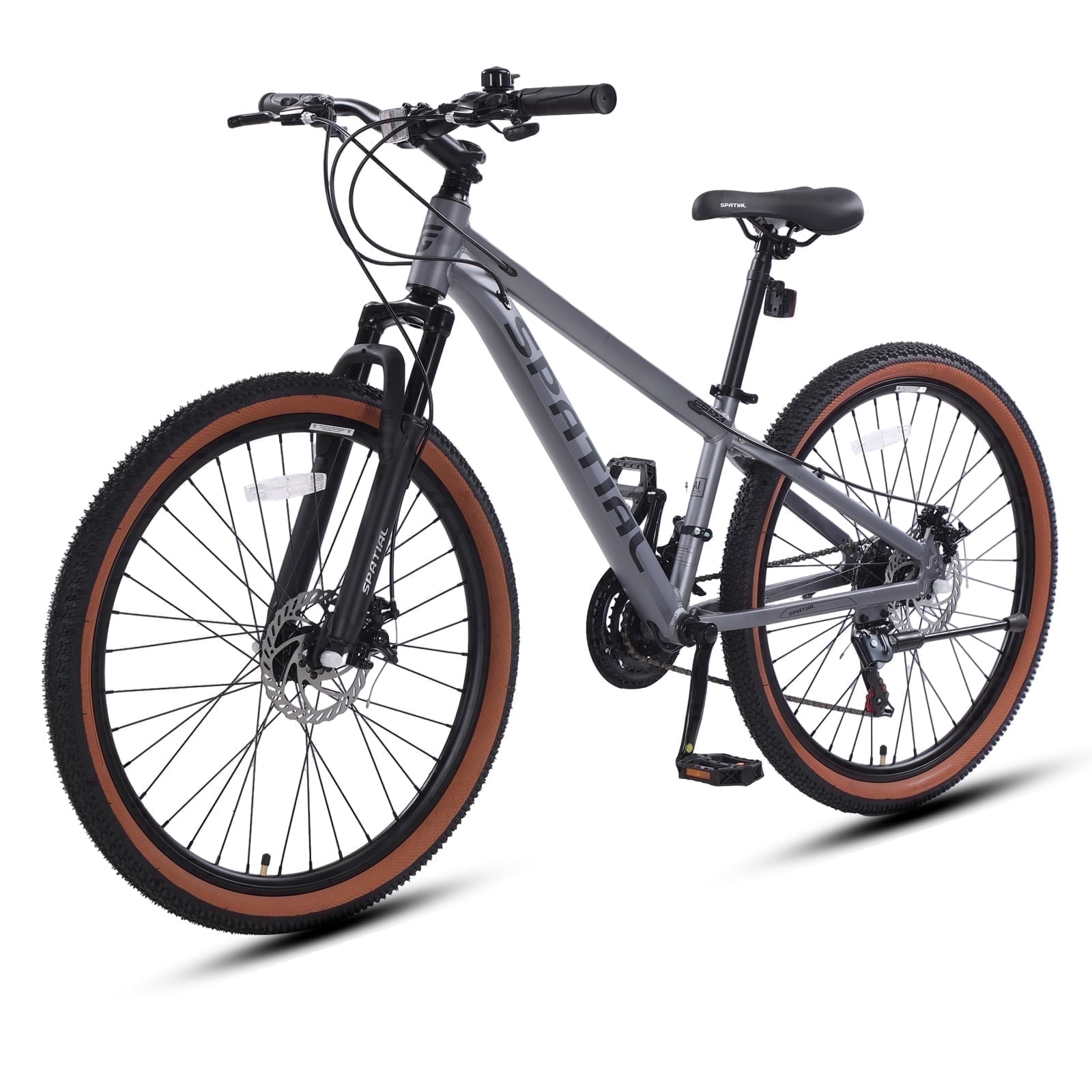 Hiland Mountainbike, 27,5 inch, aluminium mountainbike, 21 versnellingen met hydraulische schijfremmen, lock-out verende vork, fiets voor mannen, mountainbike, volwassenen, damesfiets, grijs en blauw